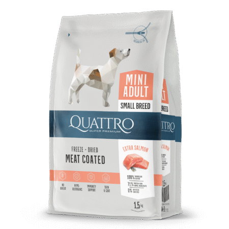 Quattro Mini Salmon su lašiša sausas mažų veislių šunų pašaras, 1,5kg
