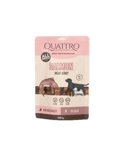 Quattro Jerky Salmon Protein Bar maisto papildas suaugusiems šunims, 130g