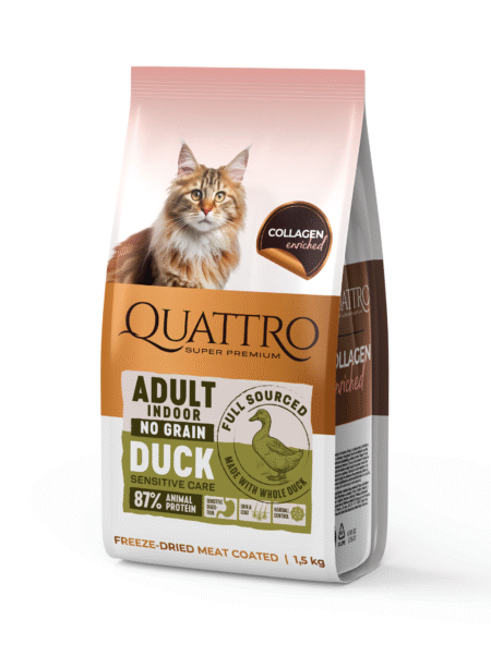 Quattro visavertis sausas pašaras suaugusioms naminėms katėms su antiena, 1,5 kg